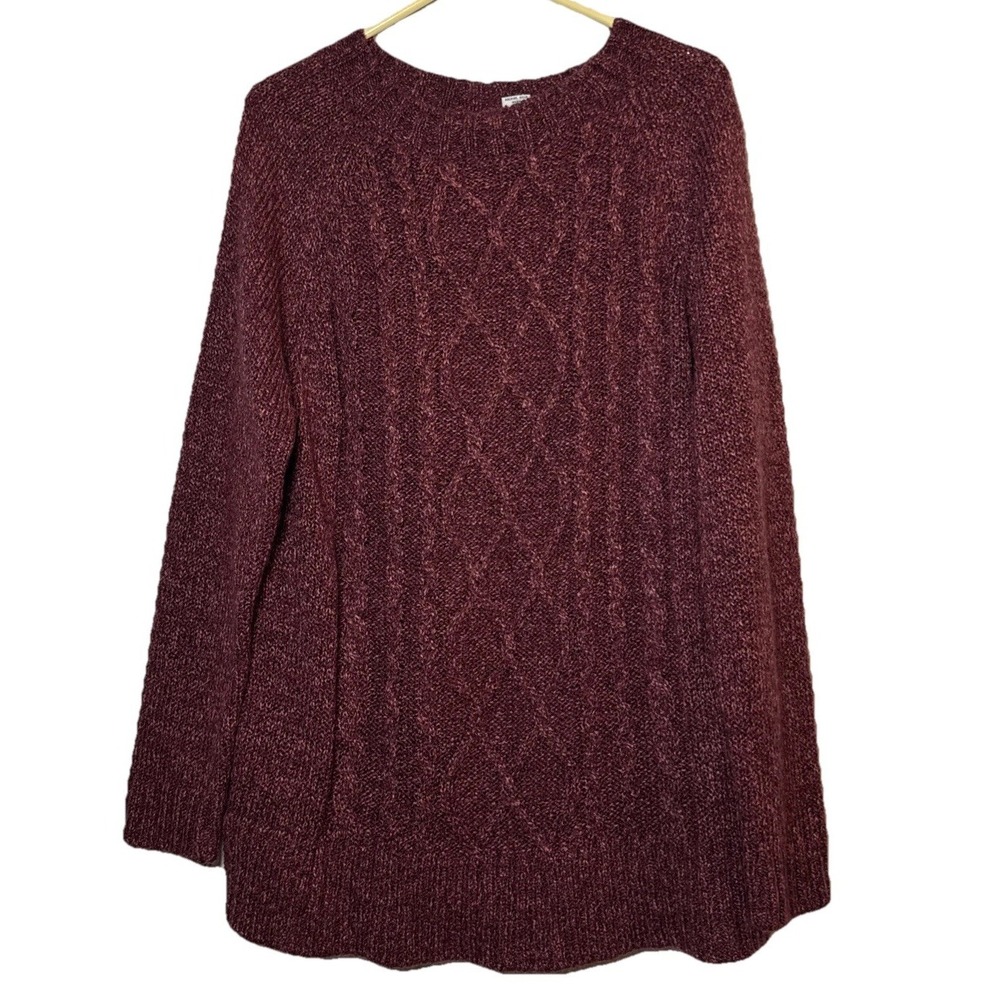 Vintage Classic Elements‎ Cable Knit Sweater Womens L Burgundy Chunky Acrylic